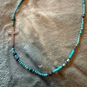 Silpada Turquoise and Silver Cross Necklace